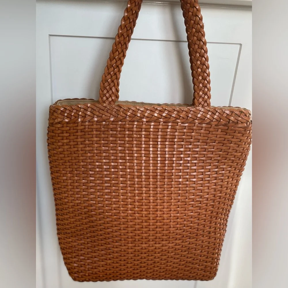 Falor le Borse Leather Woven Tote Bag Purse - Picture 3 of 16